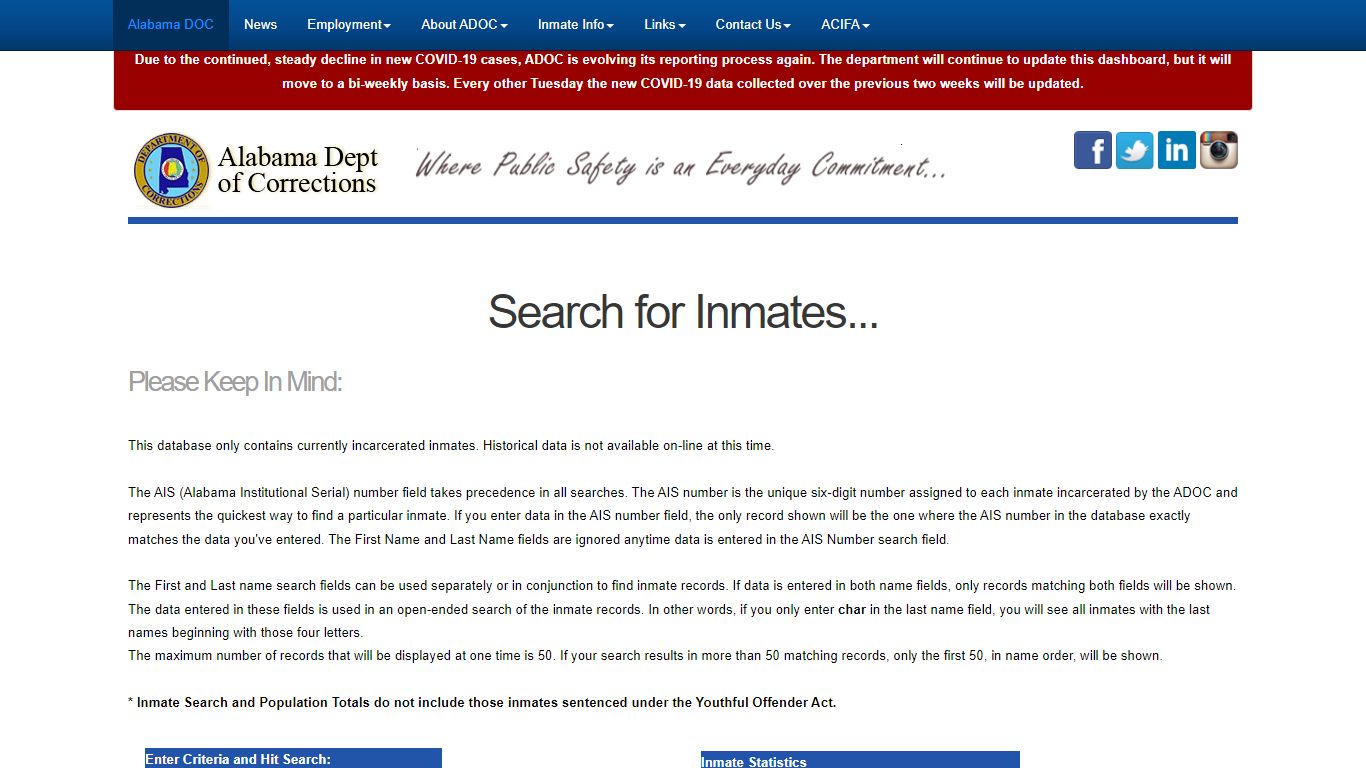 Search Inmates - Alabama Dept of Corrections